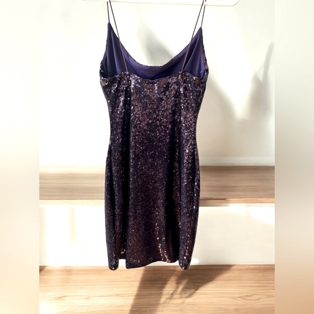 B. Darlin Purple Sequin Bodycon Mini Dress Juniors 5/6 - Picture 4 of 6